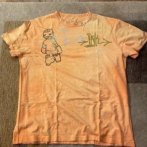 China wall ink designer tee in distressed pale orange color in size xxl